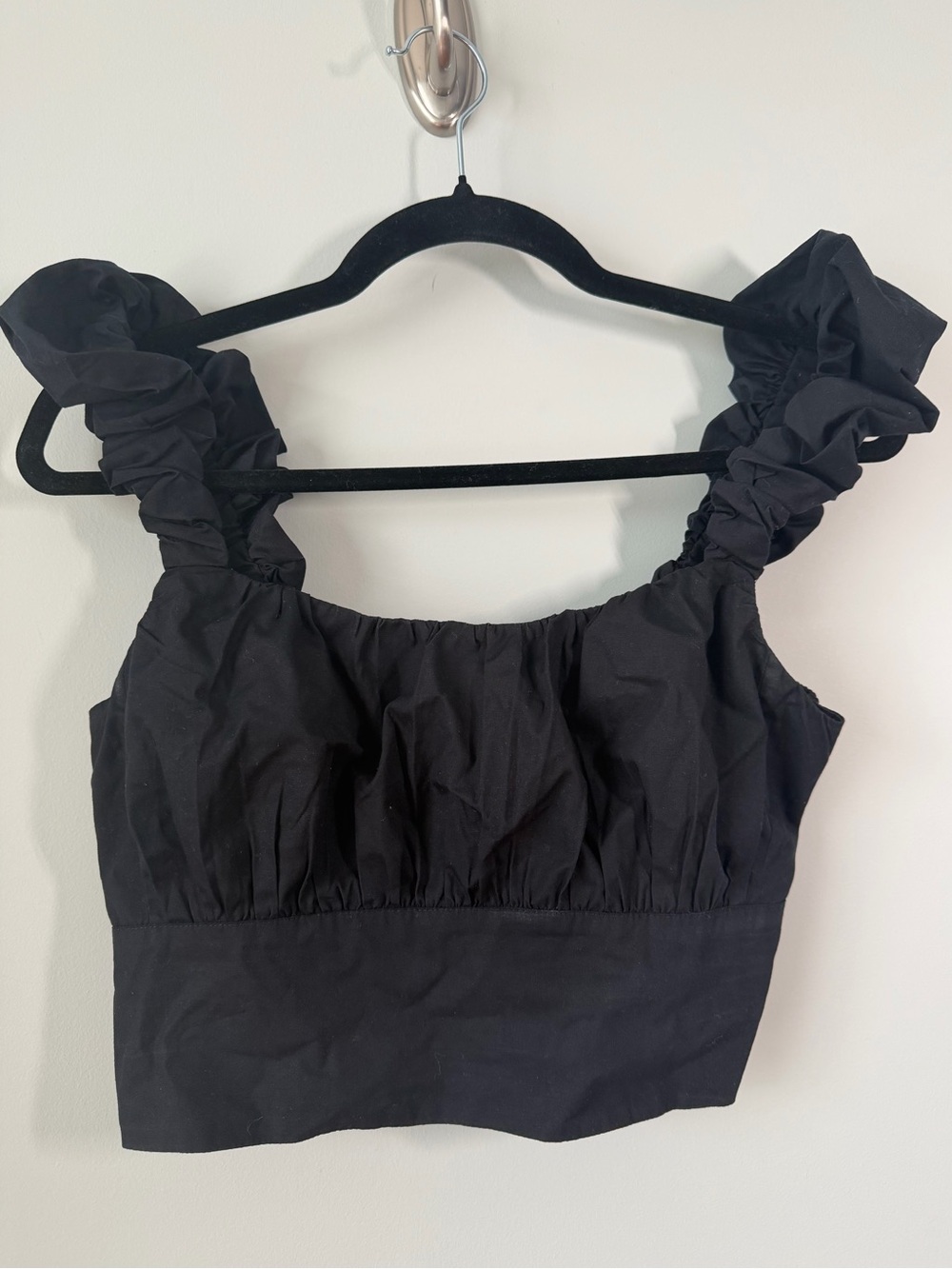 Abercrombie & Fitch Black Ruffle Strap Crop Top